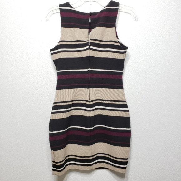 FINAL OFFER! Honey & Rosie Beige Black Purple Striped Dress - Picture 2 of 4